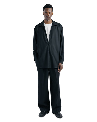 ssstein Wool Flannel Oversized Skipper Shirt Black
