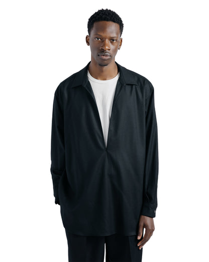 ssstein Wool Flannel Oversized Skipper Shirt Black