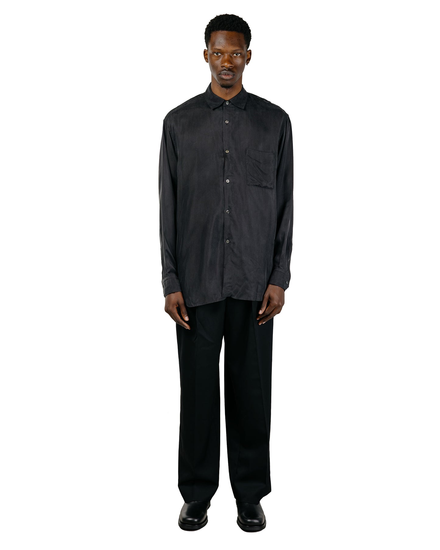 lost & found ssstein ssstein Cupro Fibril Oversized LS Shirt Charcoal