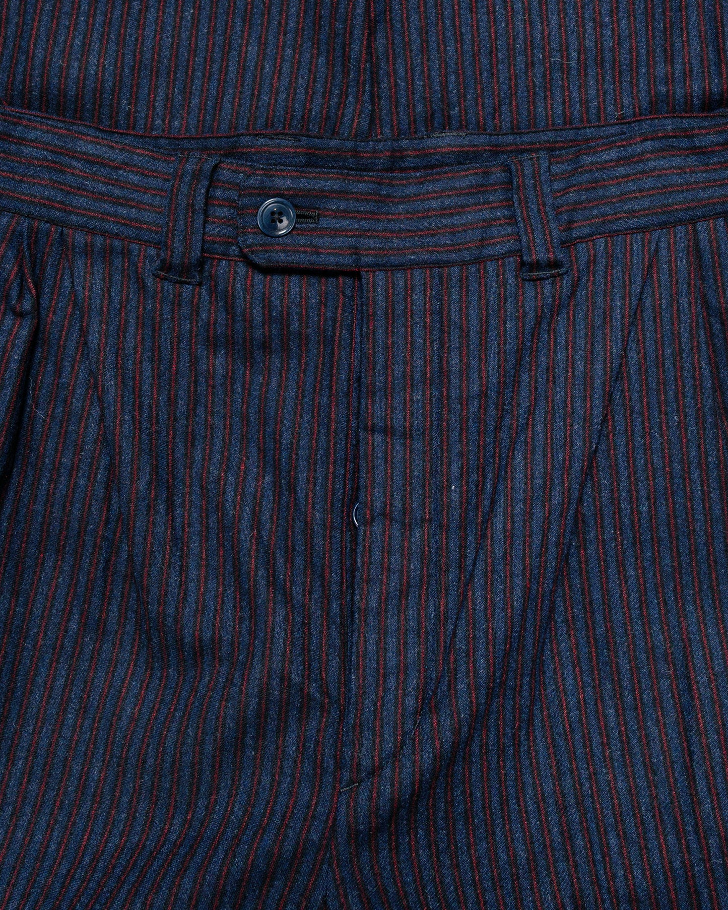lost & found tss ts(s) 3 Tuck Baggy Pants Stripe Cotton/Wool Stretch Cloth Navy