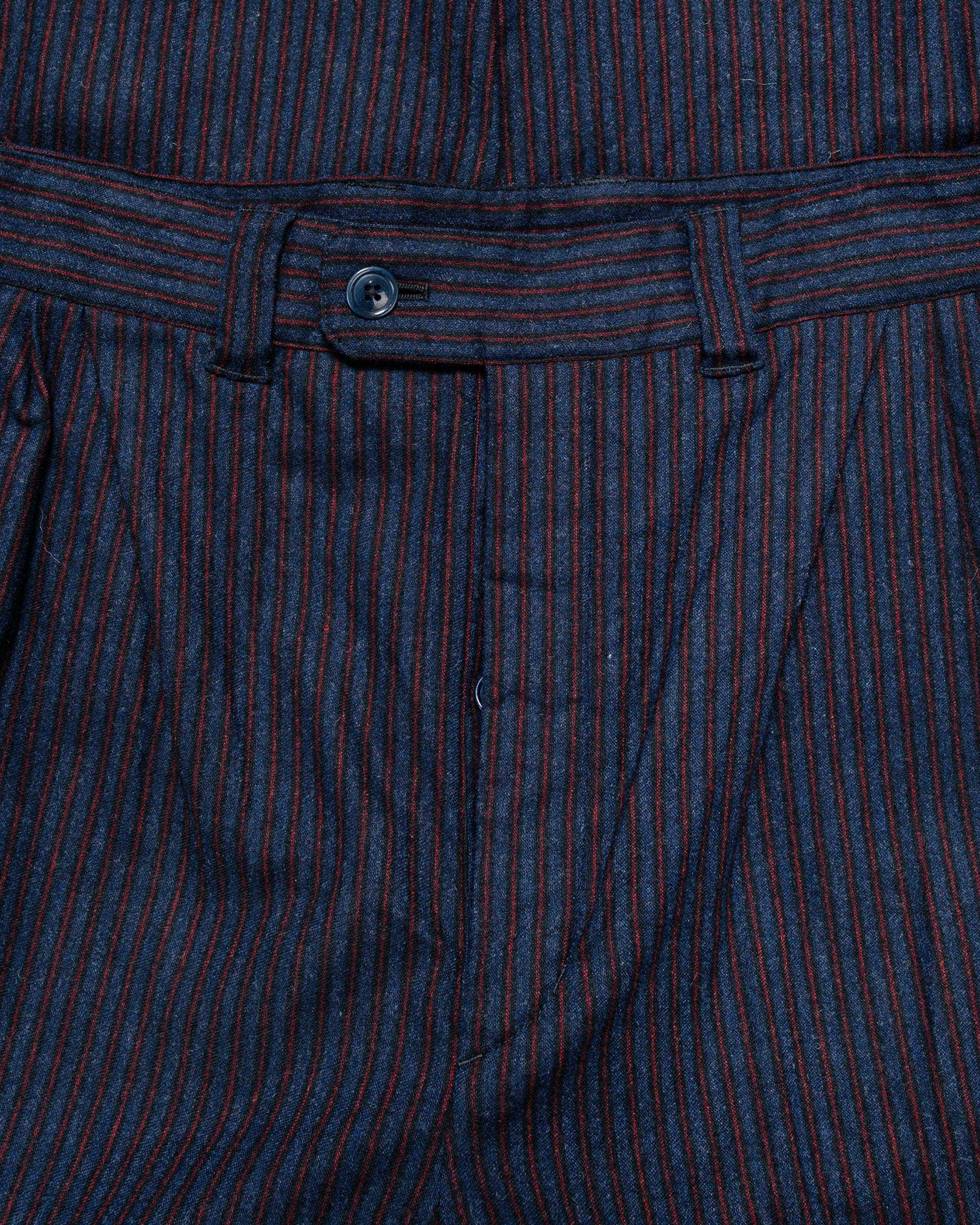 lost & found tss ts(s) 3 Tuck Baggy Pants Stripe Cotton/Wool Stretch Cloth Navy