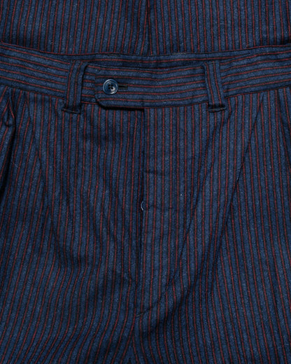lost & found tss ts(s) 3 Tuck Baggy Pants Stripe Cotton/Wool Stretch Cloth Navy