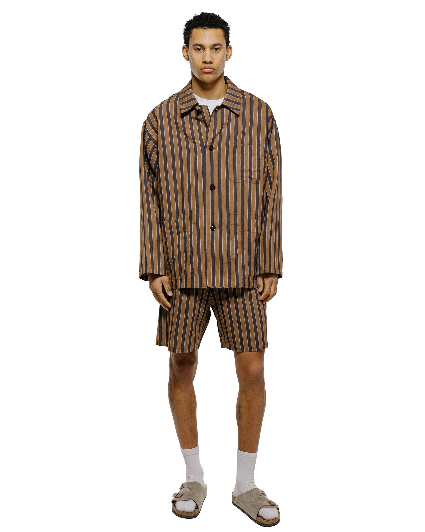 lost & found tss ts(s) Drawstring Shorts Bold Stripe Viscose/Polyester Cloth Brown