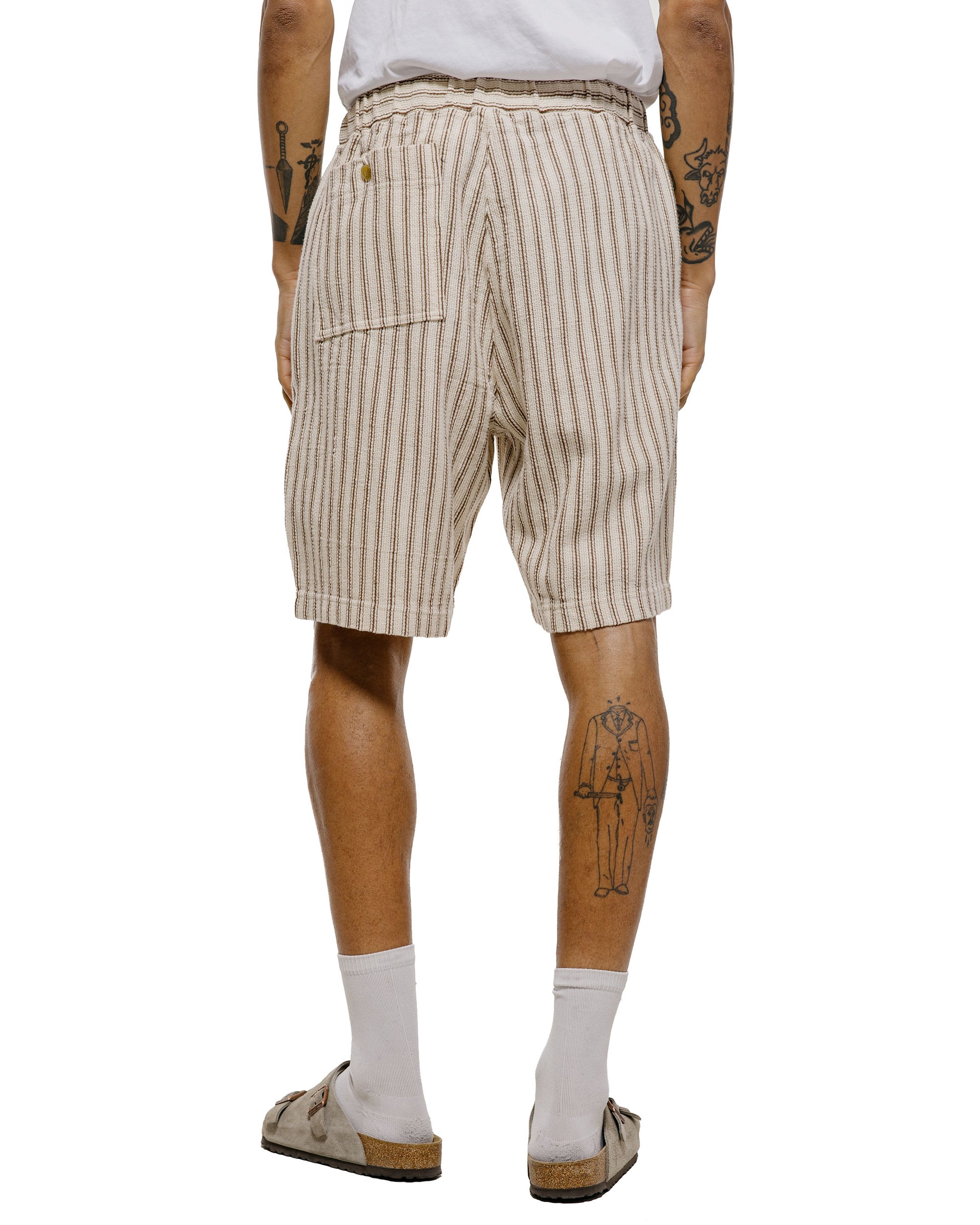 lost & found tss ts(s) Easy Fit Shorts Rustic Stripe Cotton Mesh Cloth Brown