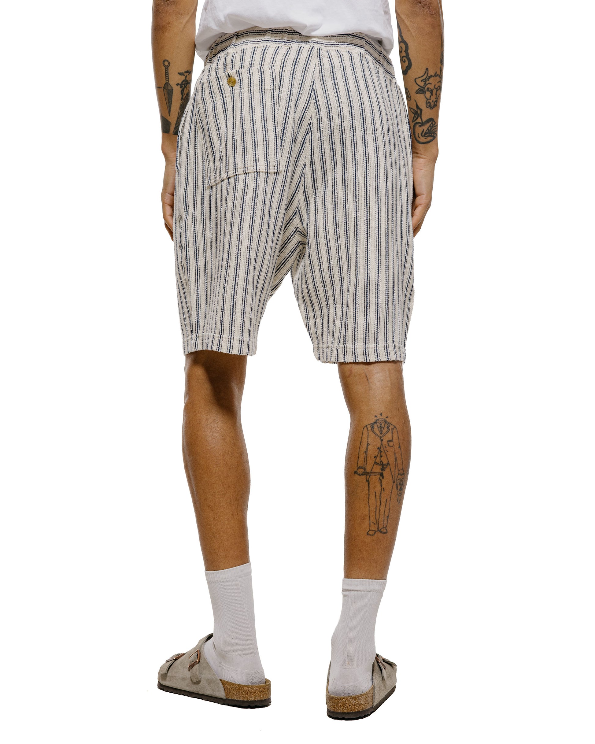 lost & found tss ts(s) Easy Fit Shorts Rustic Stripe Cotton Mesh Cloth Navy