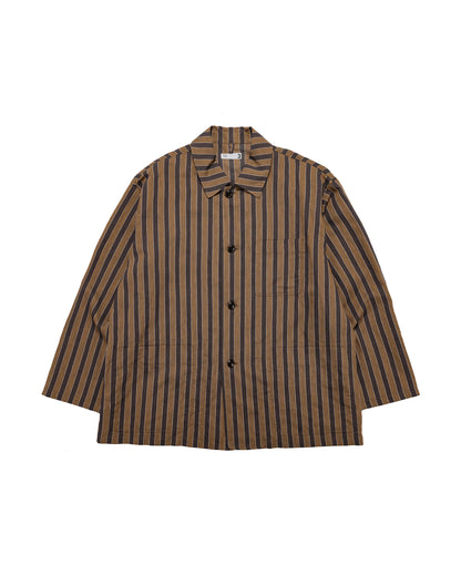 lost & found tss ts(s) Jacket Shirt Bold Stripe Viscose/Polyester Cloth Brown