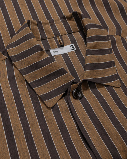 lost & found tss ts(s) Jacket Shirt Bold Stripe Viscose/Polyester Cloth Brown