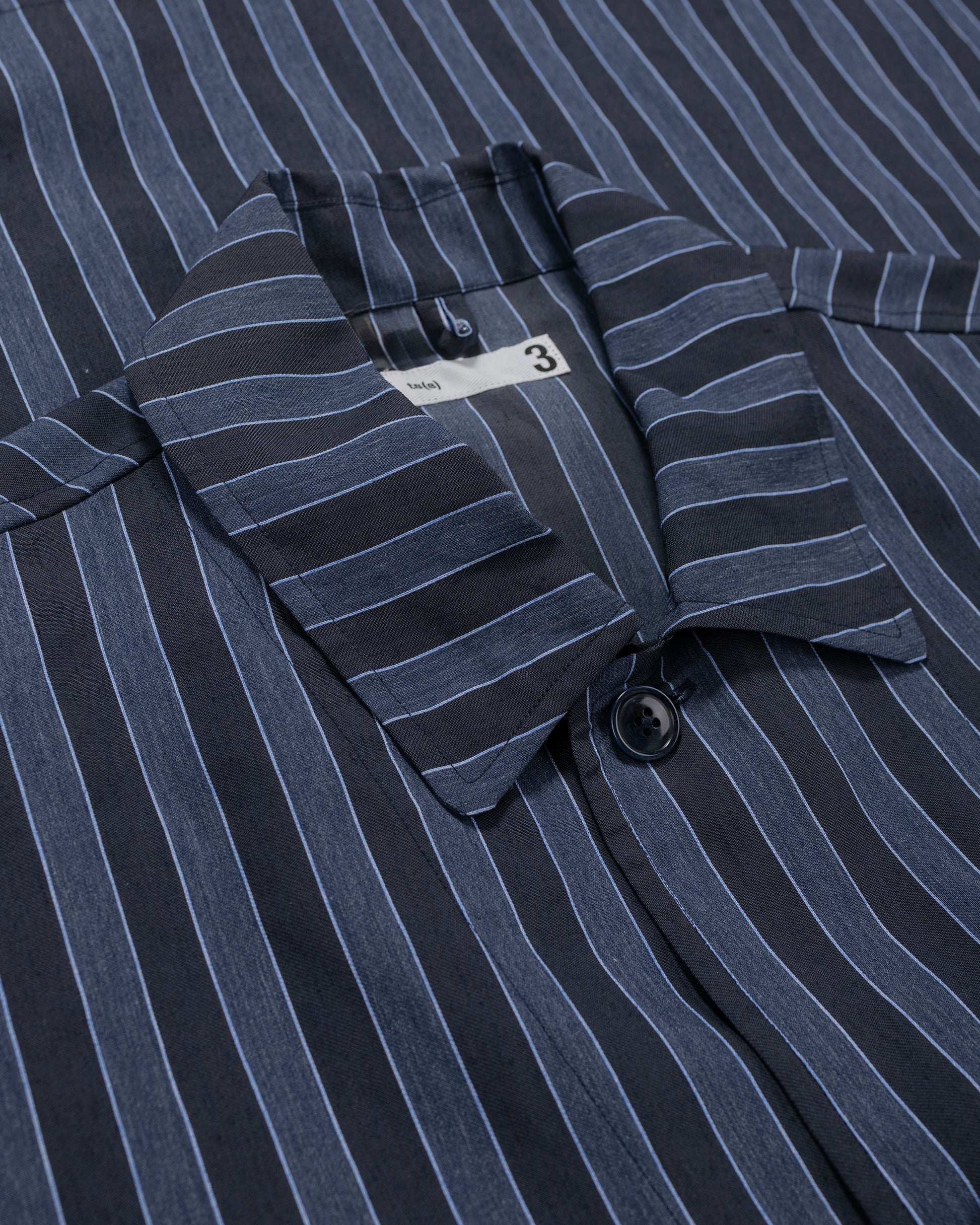 lost & found tss ts(s) Jacket Shirt Bold Stripe Viscose/Polyester Cloth Navy