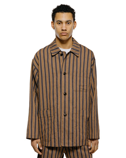 lost & found tss ts(s) Jacket Shirt Bold Stripe Viscose/Polyester Cloth Brown