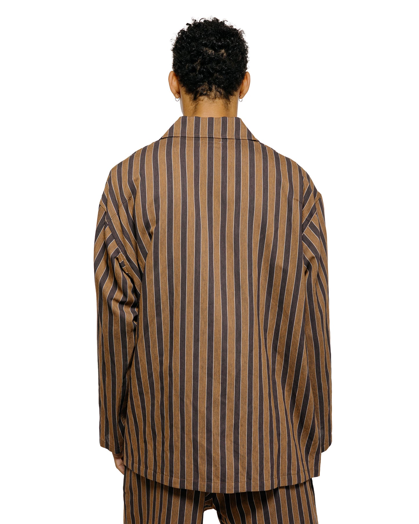 lost & found tss ts(s) Jacket Shirt Bold Stripe Viscose/Polyester Cloth Brown