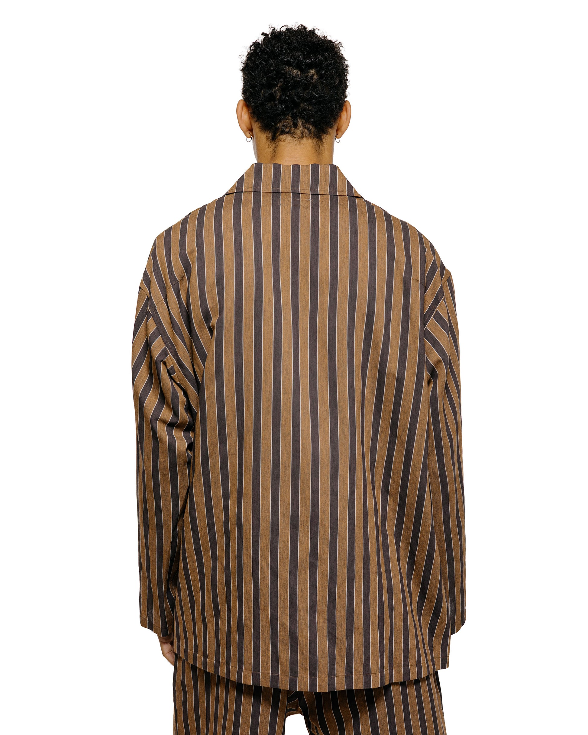 lost & found tss ts(s) Jacket Shirt Bold Stripe Viscose/Polyester Cloth Brown
