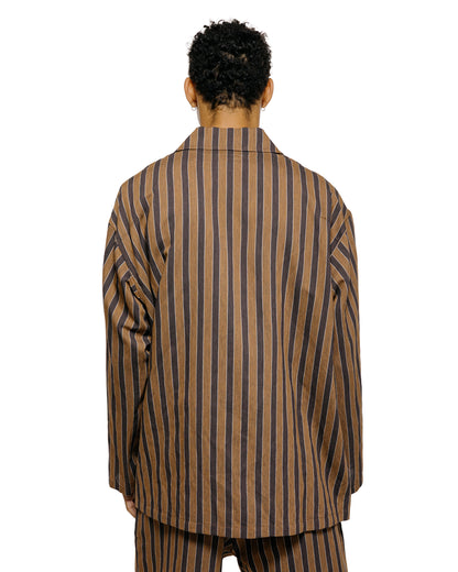 lost & found tss ts(s) Jacket Shirt Bold Stripe Viscose/Polyester Cloth Brown