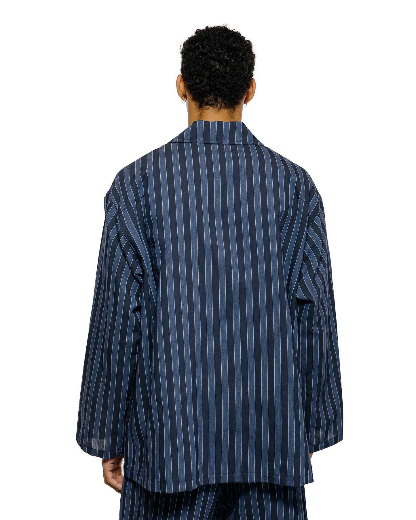 lost & found tss ts(s) Jacket Shirt Bold Stripe Viscose/Polyester Cloth Navy