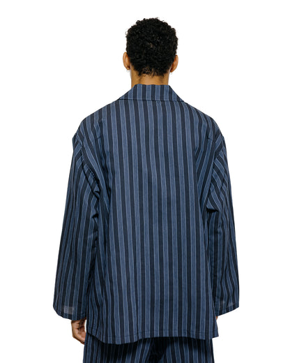lost & found tss ts(s) Jacket Shirt Bold Stripe Viscose/Polyester Cloth Navy