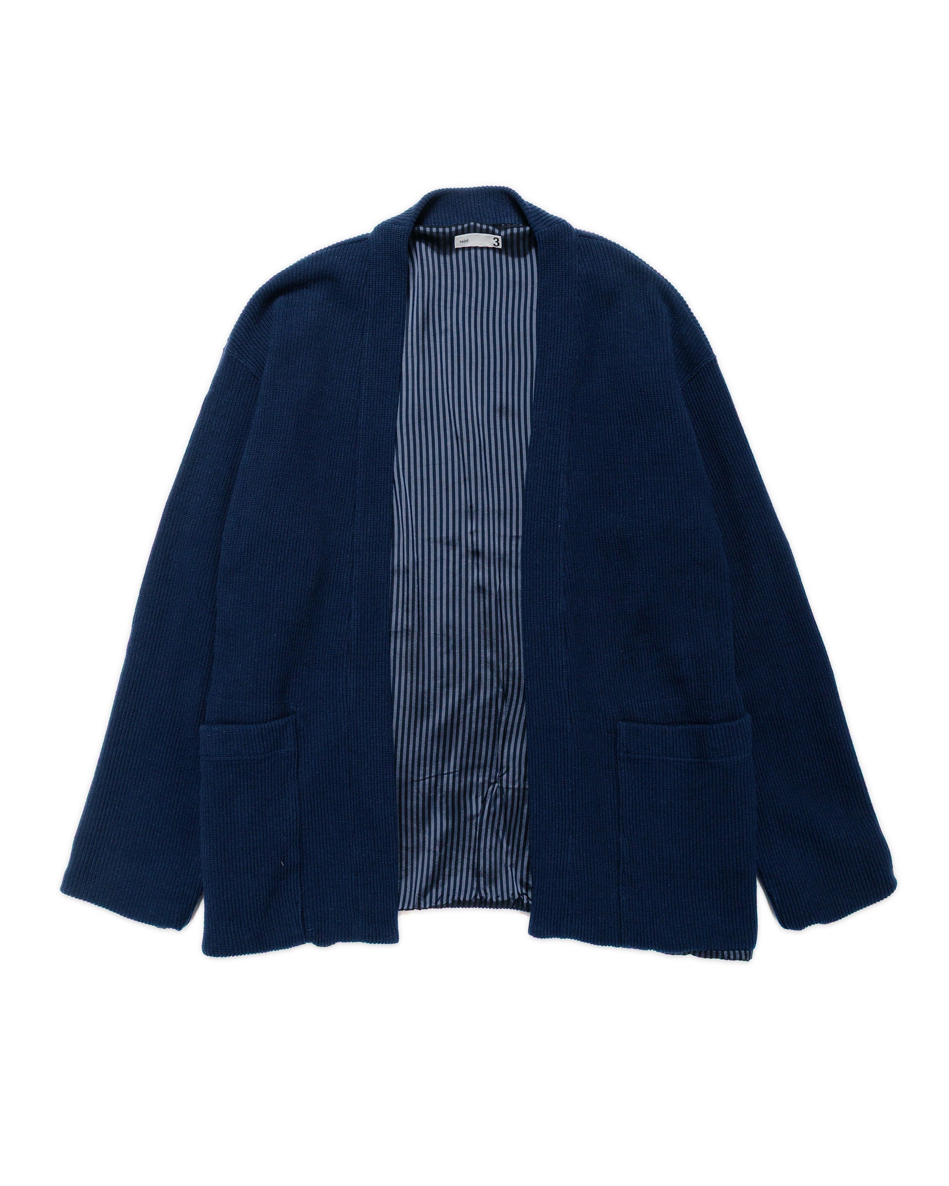 lost & found tss ts(s) Lined Easy Cardigan Rib Stitch Cotton Jersey Navy