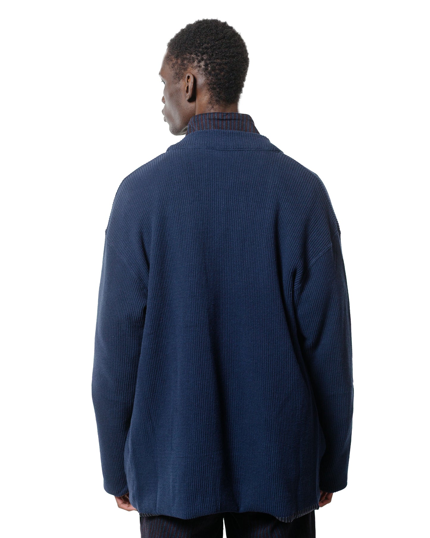 lost & found tss ts(s) Lined Easy Cardigan Rib Stitch Cotton Jersey Navy