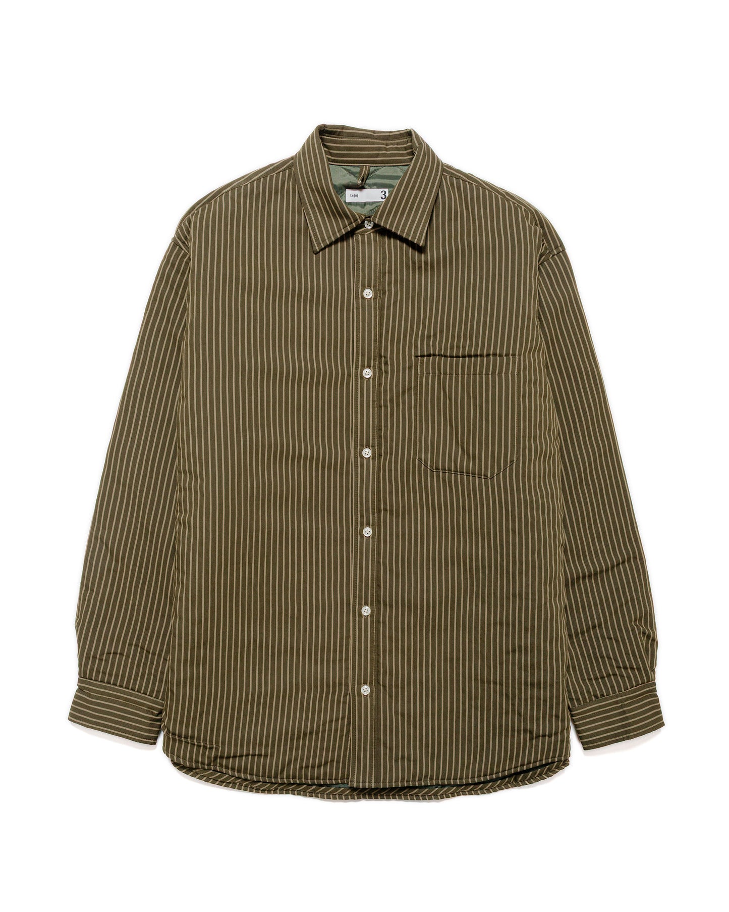 lost & found tss ts(s) Padded Baggy Fit Shirt Viscose/Nylon Stripe Cloth Dark Olive