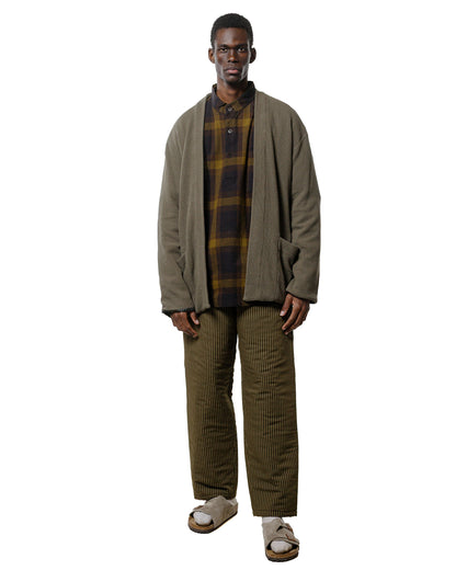 lost & found tss ts(s) Pullover Work Shirt Jacket Dark Tone Plaid Slub Cotton Cloth Olive