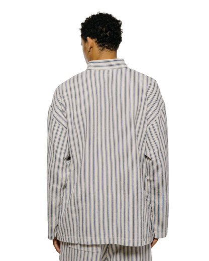 lost & found tss ts(s) Pullover Work Shirt Jacket Rustic Stripe Cotton Mesh Cloth Navy