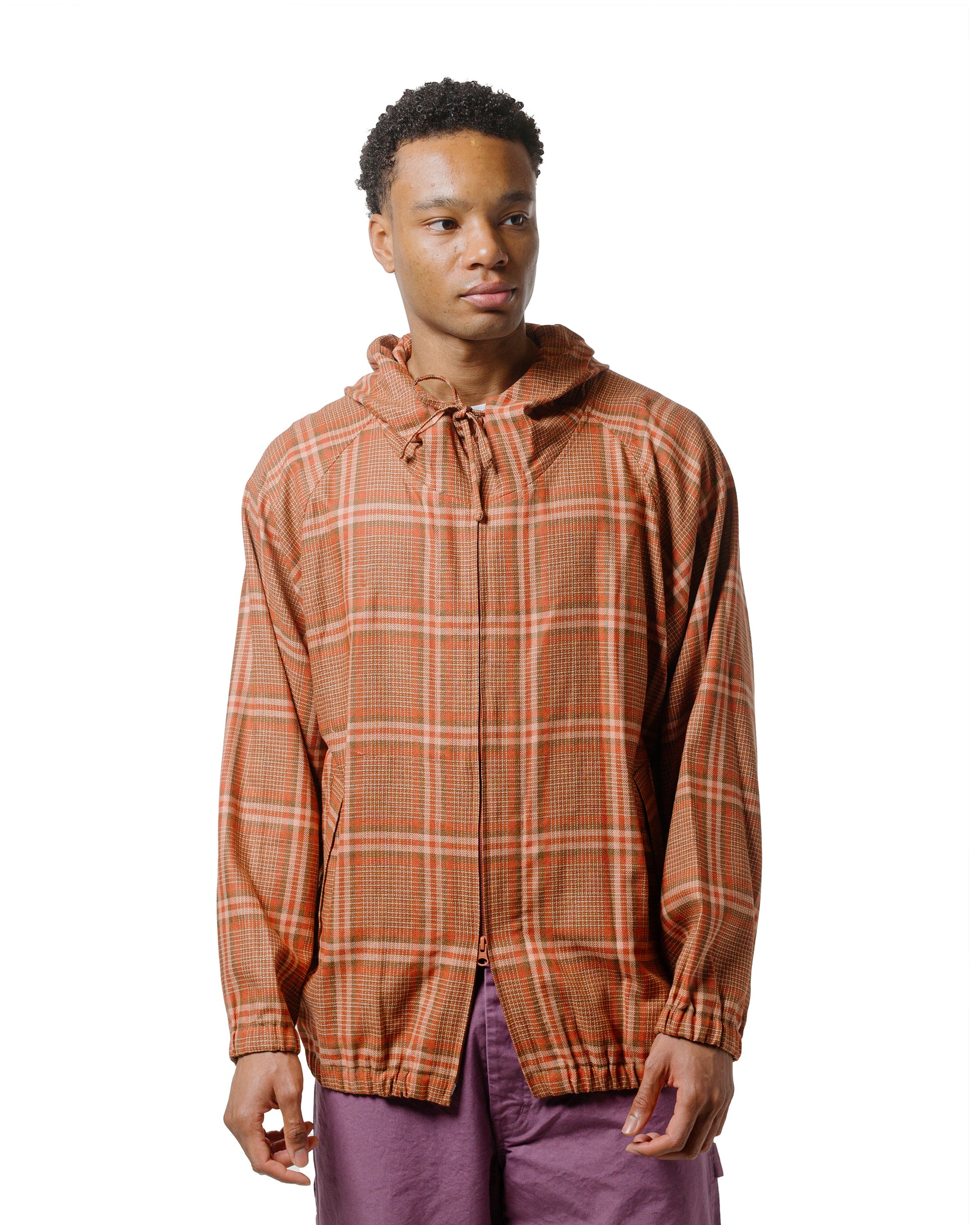 lost & found tss ts(s) Raglan Sleeve Zip Front Parka Big Plaid Viscose/Polyester Cloth Red