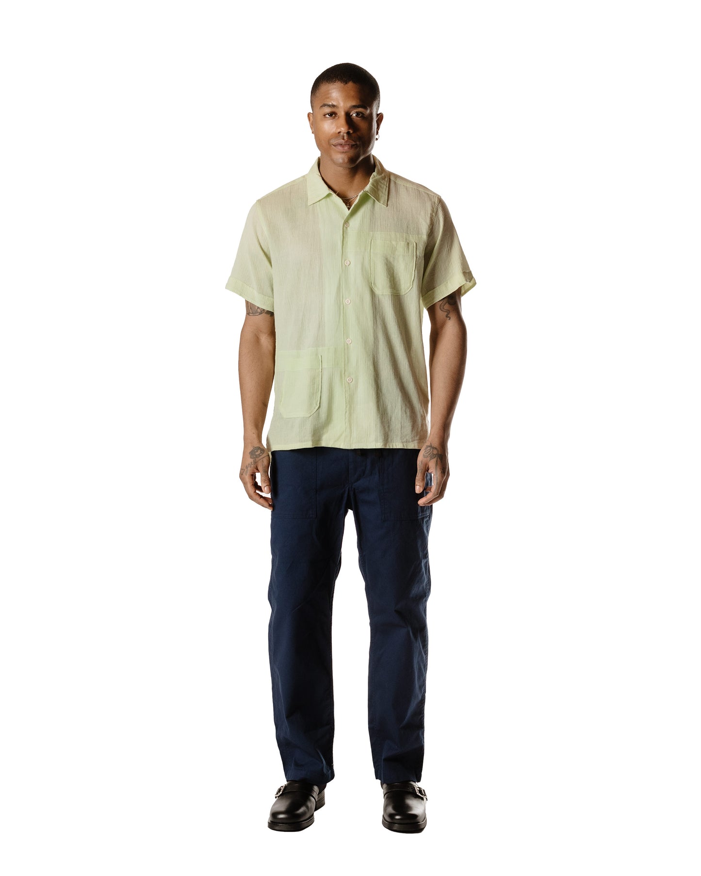 lost & found Engineered Garments Engineered Garments Camp Shirt Lime Cotton Crepe