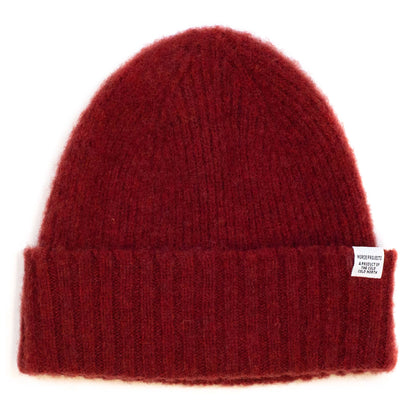 lost & found Norse Projects Norse Projects Brushed Lambswool Beanie Carmine Red