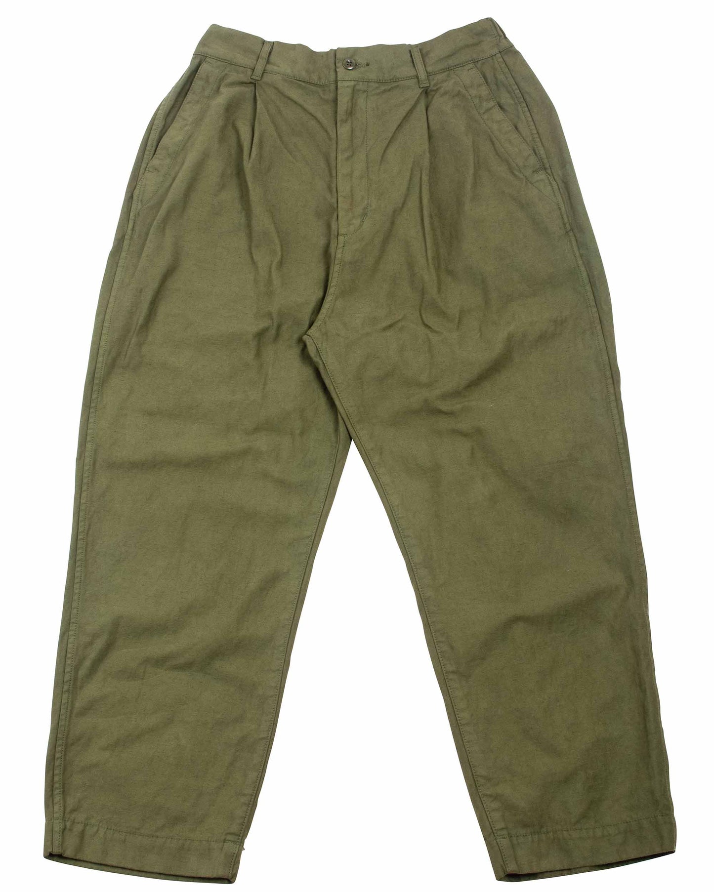 lost & found Sage de Cret Sage de Cret 9/10 Length One-Tuck Wide Pants Olive Cotton/Linen Back Satin