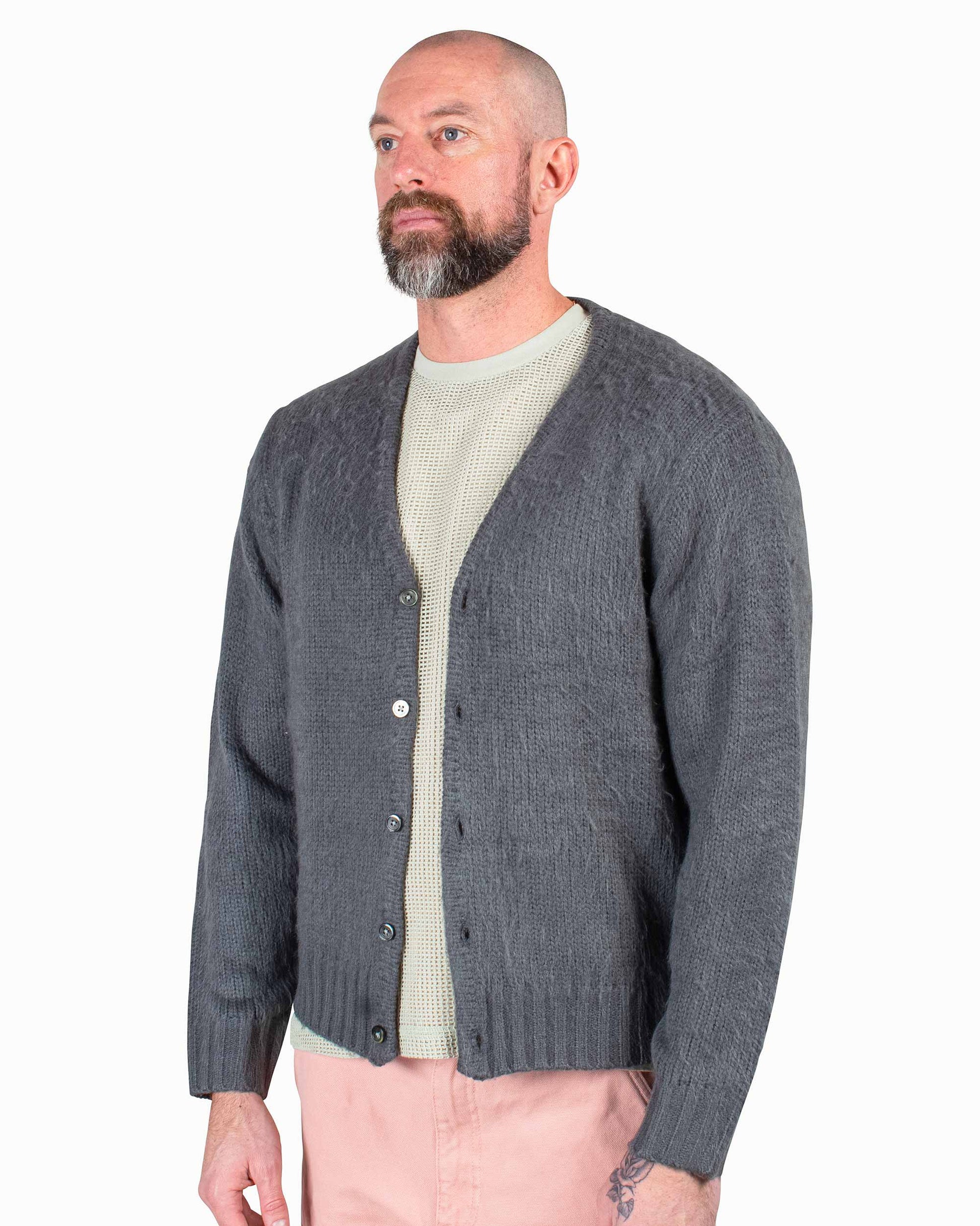 lost & found Stussy Stüssy Brushed Cardigan Charcoal