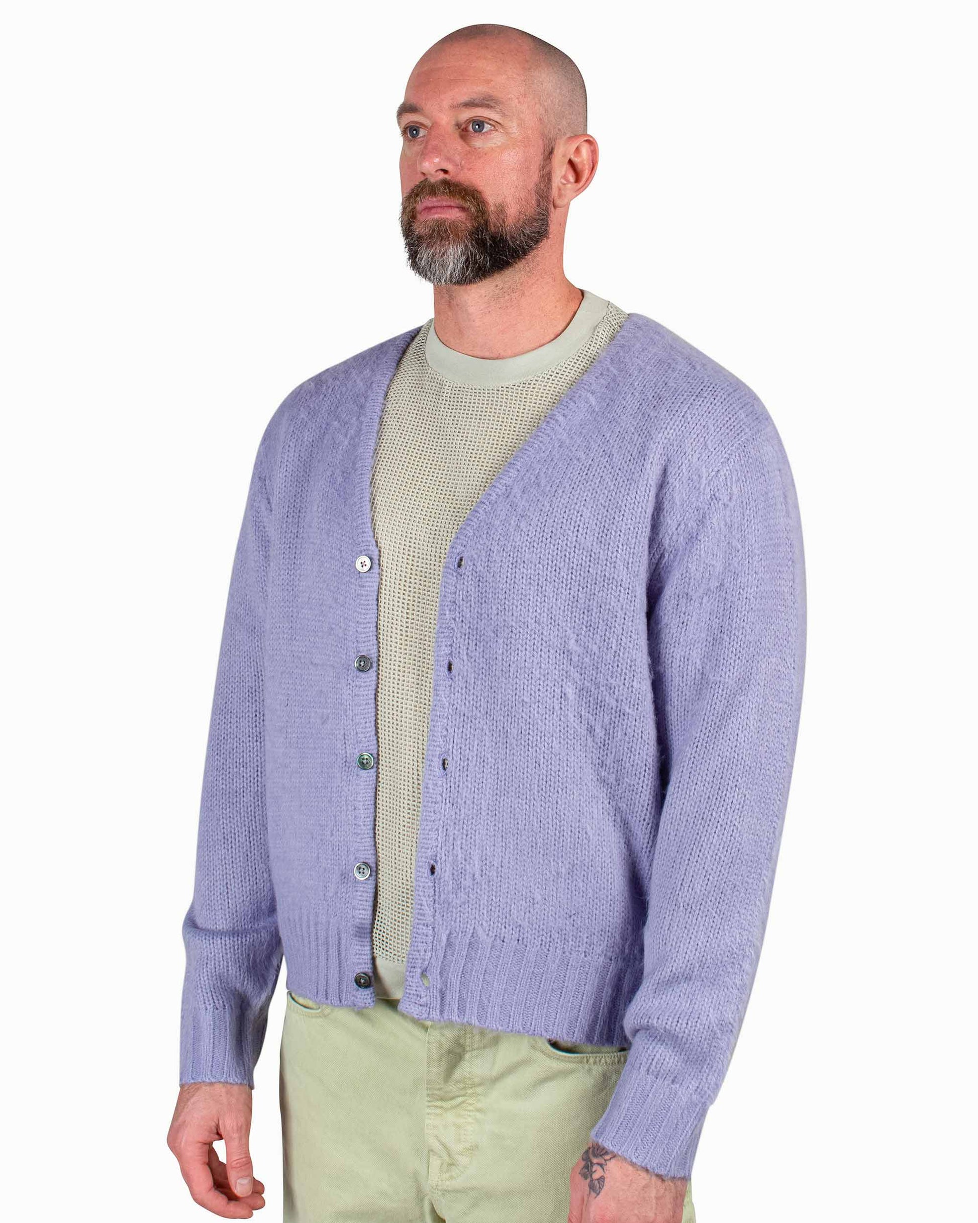 lost & found Stussy Stüssy Brushed Cardigan Lavender