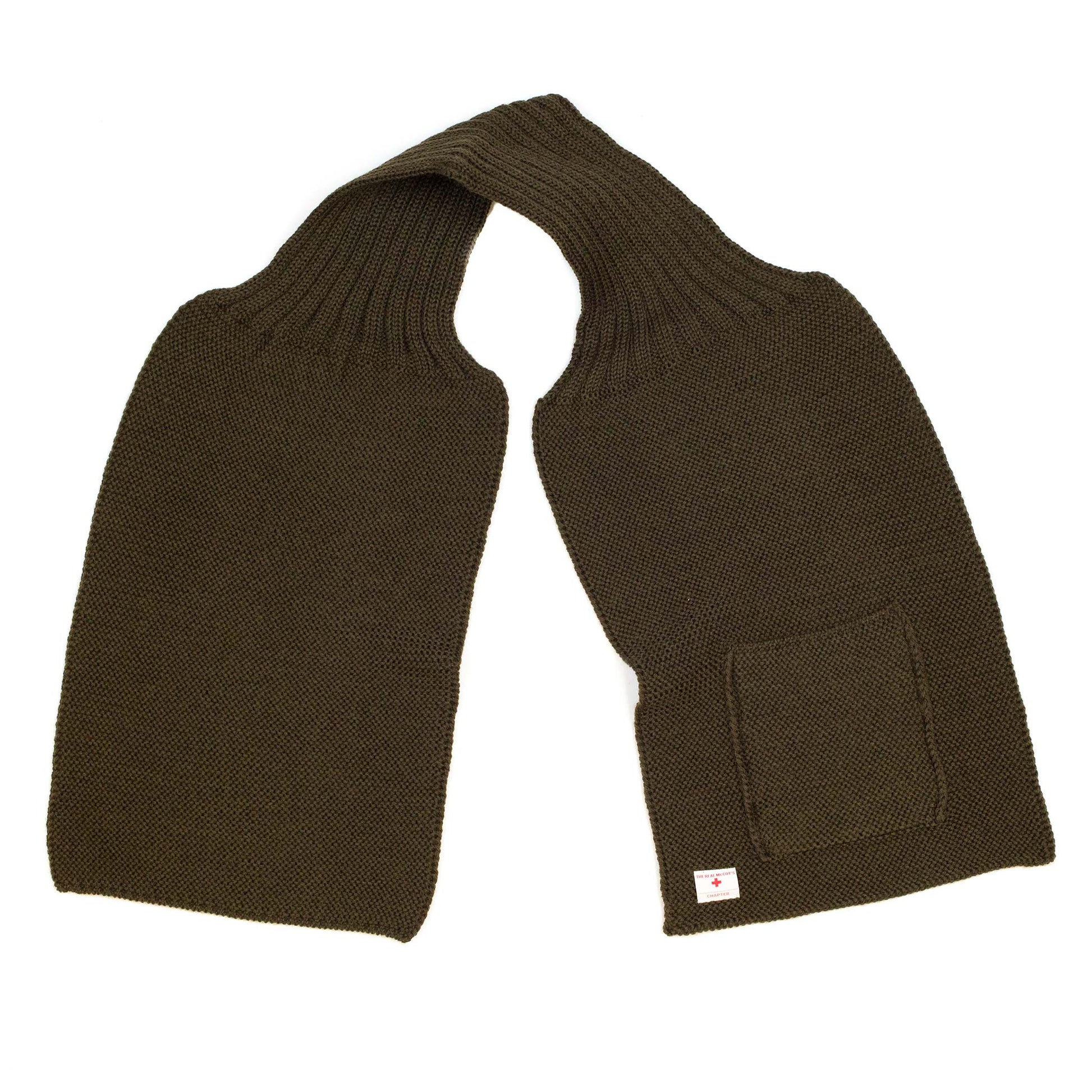 lost & found The Real McCoy's The Real McCoy's MA20102 Wool, Ribbed Muffler Olive