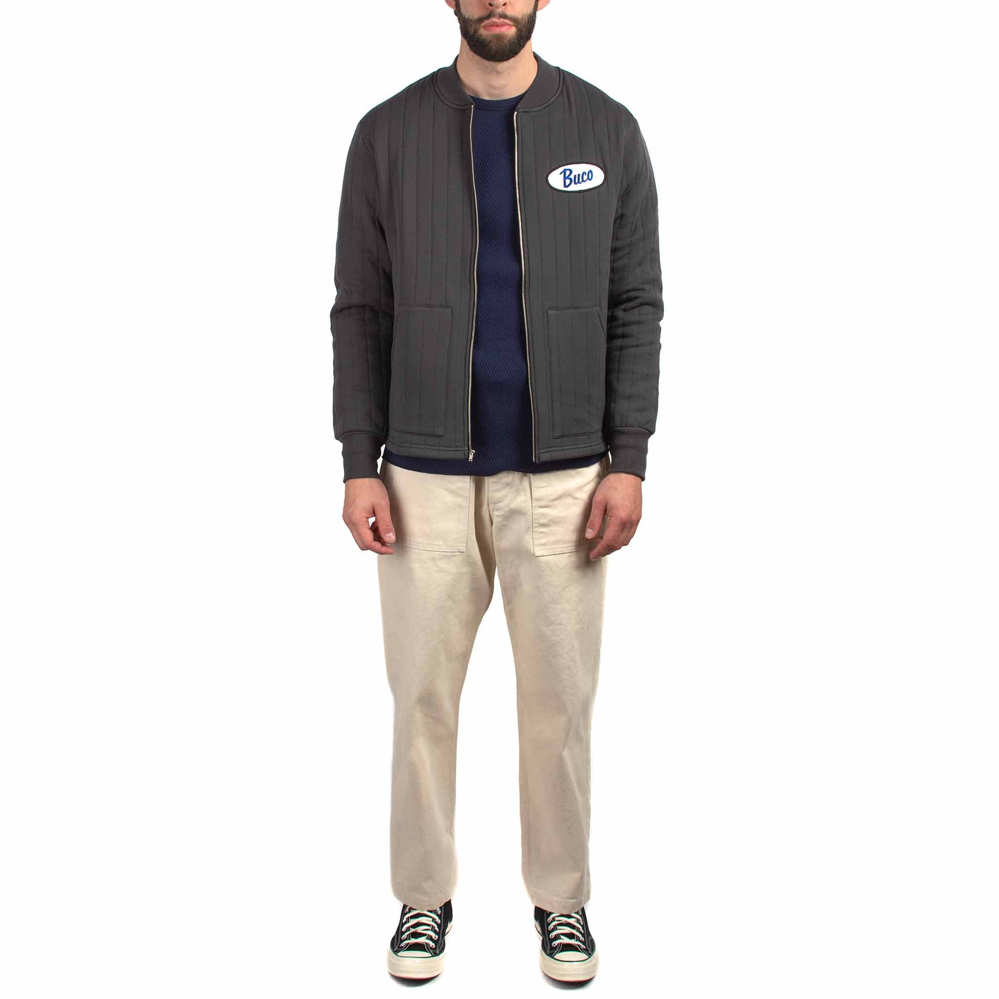 lost & found The Real McCoy's The Real McCoy's BC21101 Buco F/Z Nylon Quilted Sweatshirt Charcoal