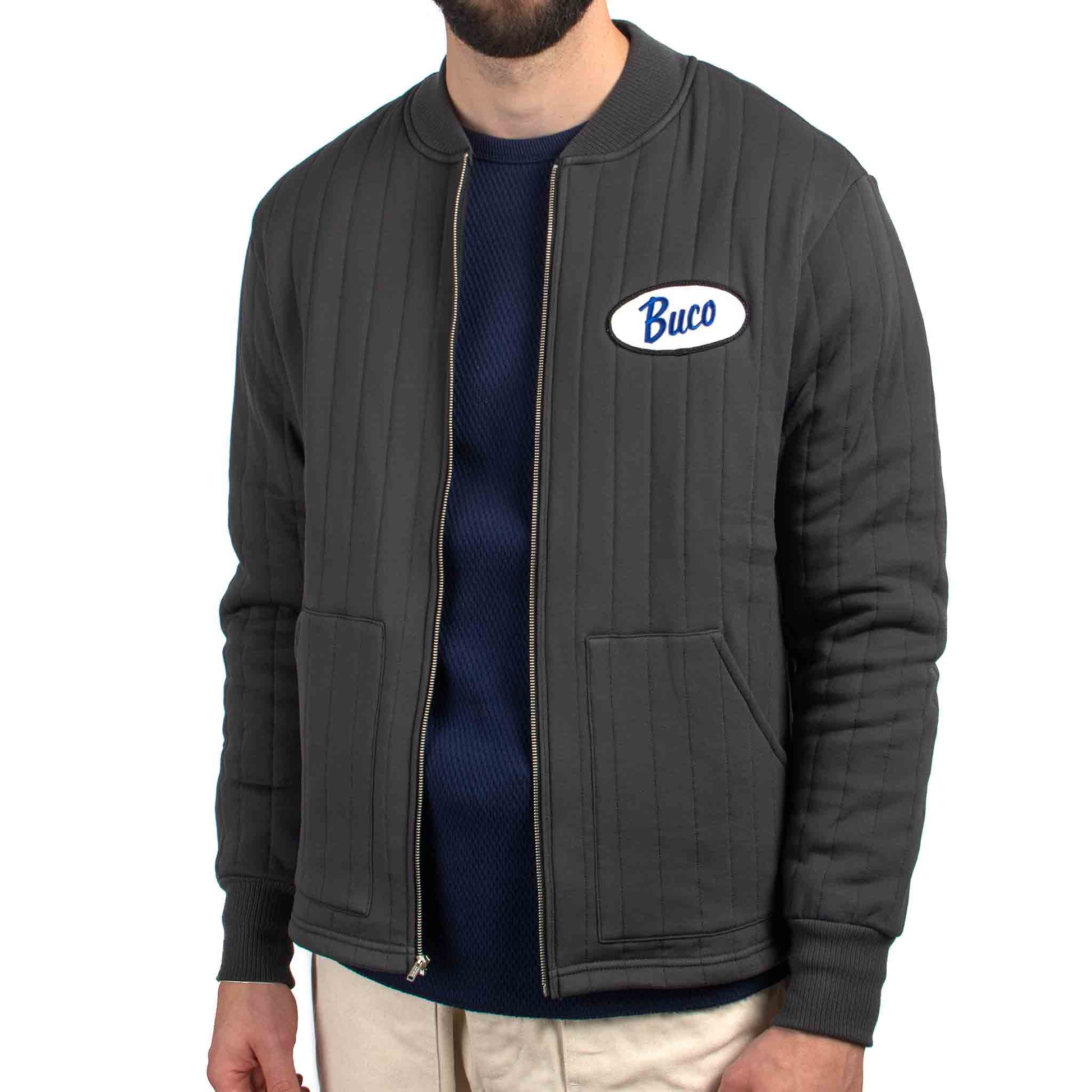 lost & found The Real McCoy's The Real McCoy's BC21101 Buco F/Z Nylon Quilted Sweatshirt Charcoal