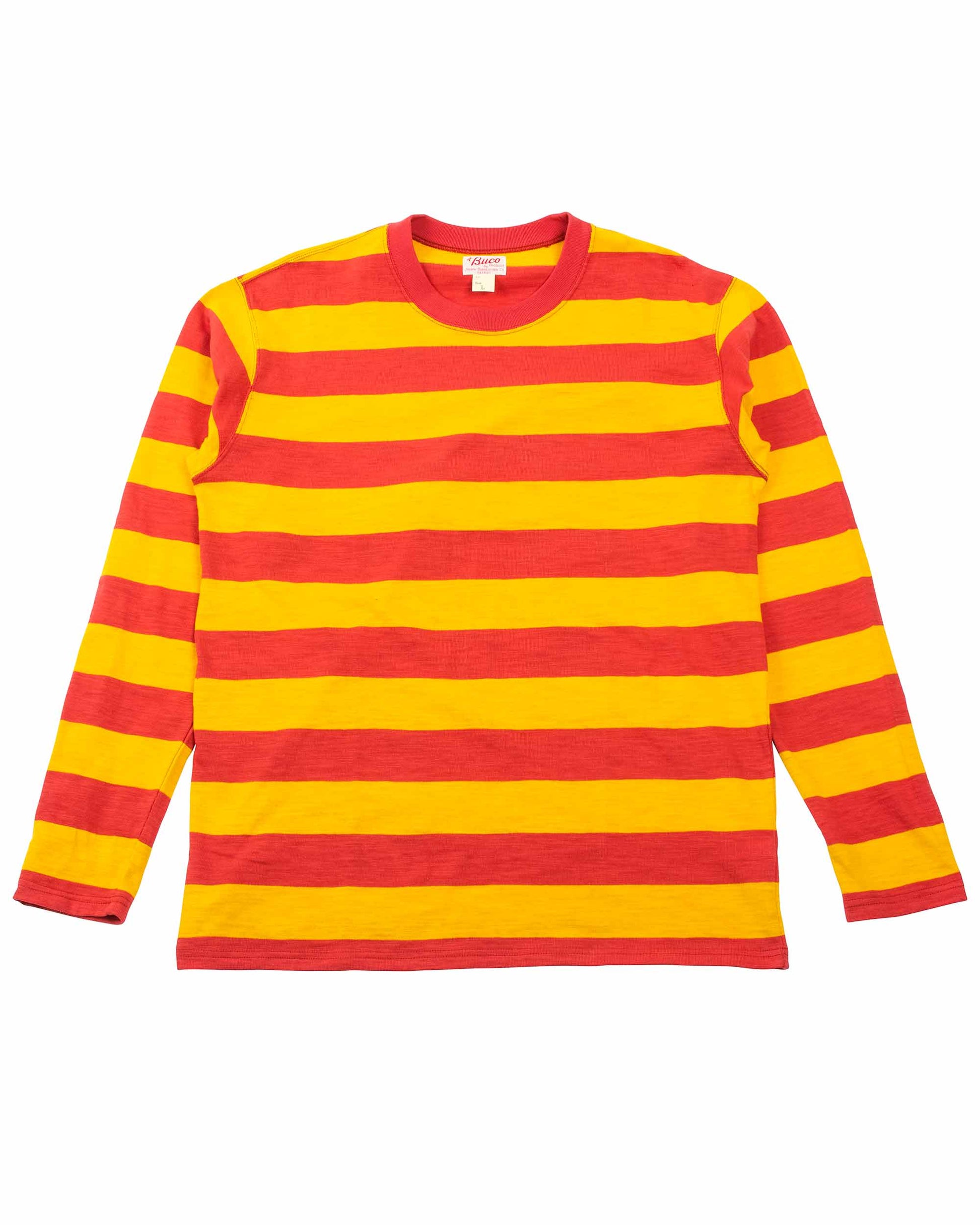lost & found The Real McCoy's The Real McCoy's BC22005 Buco Stripe Tee L/S Salmon