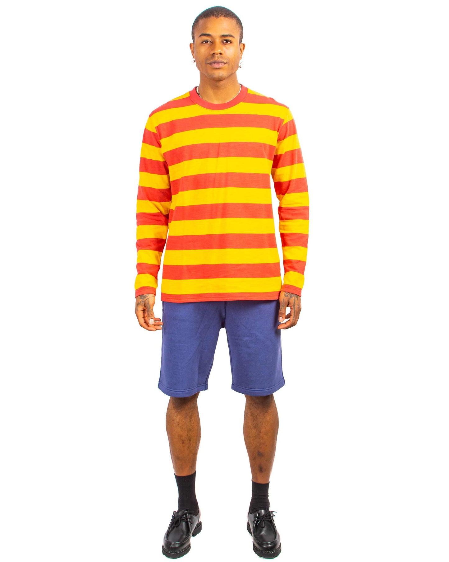 lost & found The Real McCoy's The Real McCoy's BC22005 Buco Stripe Tee L/S Salmon
