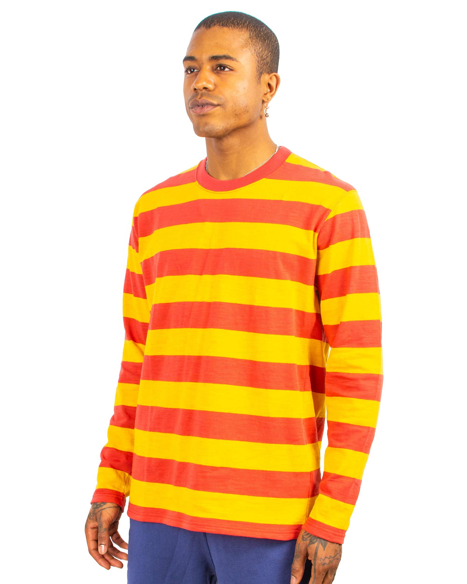 lost & found The Real McCoy's The Real McCoy's BC22005 Buco Stripe Tee L/S Salmon