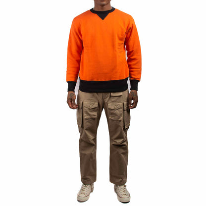 lost & found The Real McCoy's The Real McCoy's MC19112 Two-Tone Crewneck Sweatshirt Orange/Black
