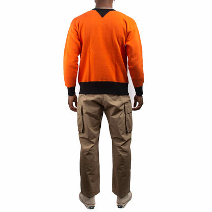 lost & found The Real McCoy's The Real McCoy's MC19112 Two-Tone Crewneck Sweatshirt Orange/Black