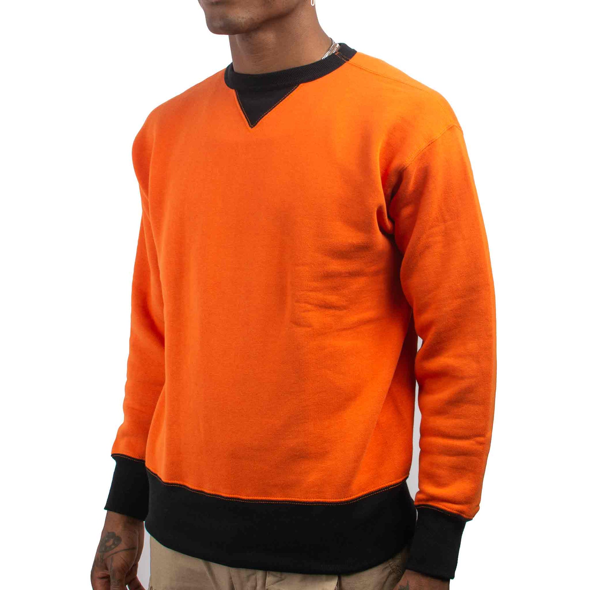 lost & found The Real McCoy's The Real McCoy's MC19112 Two-Tone Crewneck Sweatshirt Orange/Black