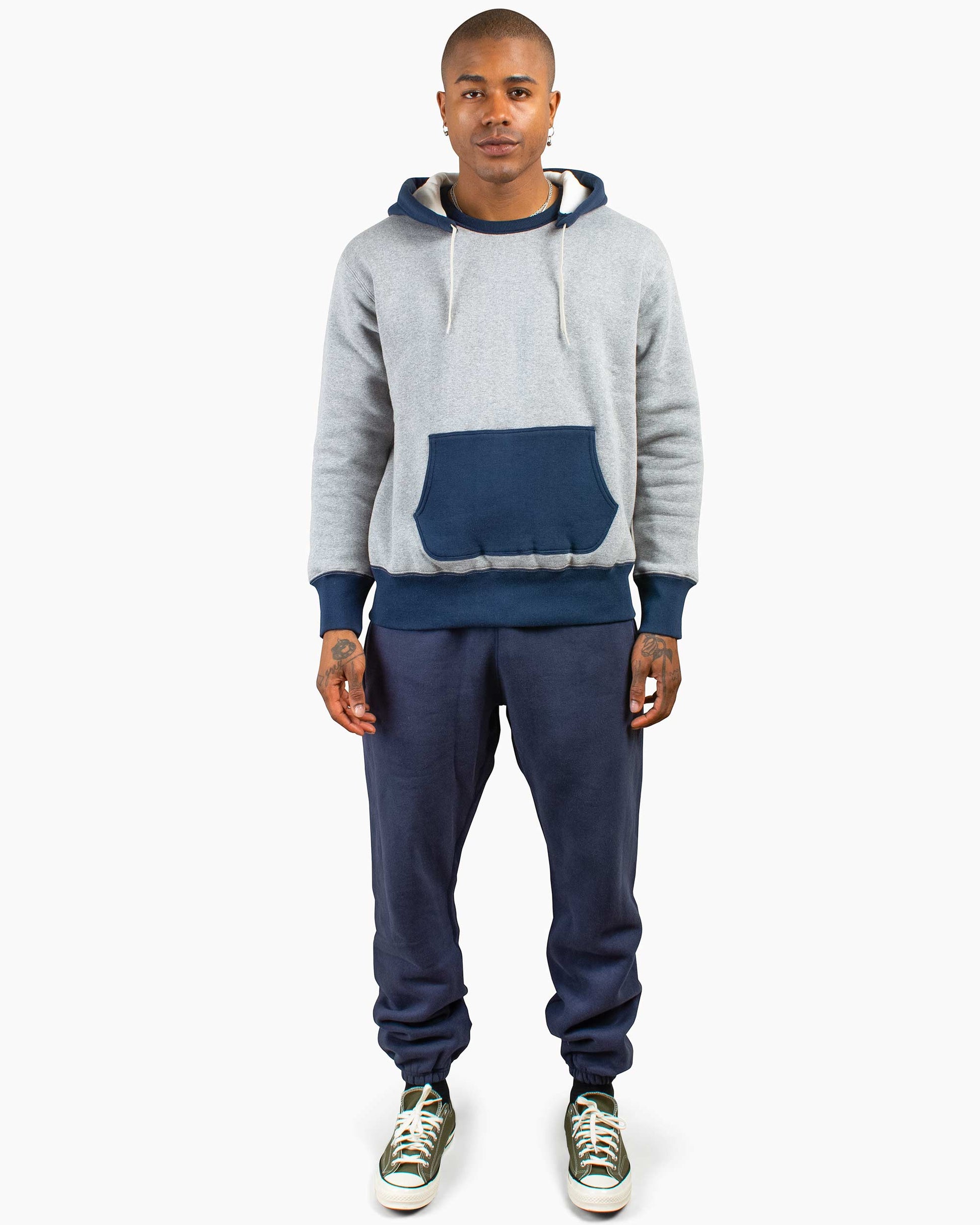 lost & found The Real McCoy's The Real McCoy's MC20119 Double Face After-Hooded Sweatshirt Grey/Navy