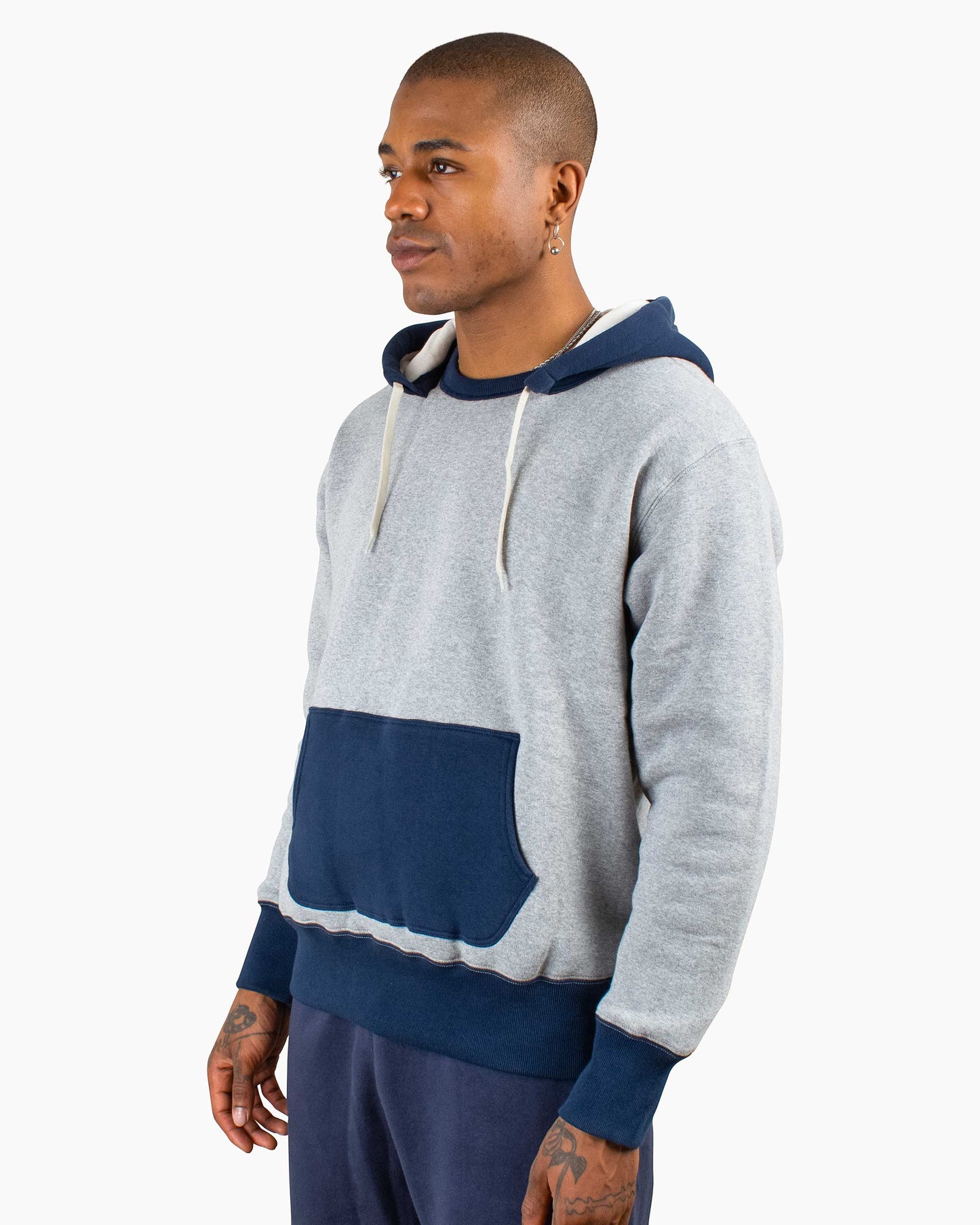 lost & found The Real McCoy's The Real McCoy's MC20119 Double Face After-Hooded Sweatshirt Grey/Navy