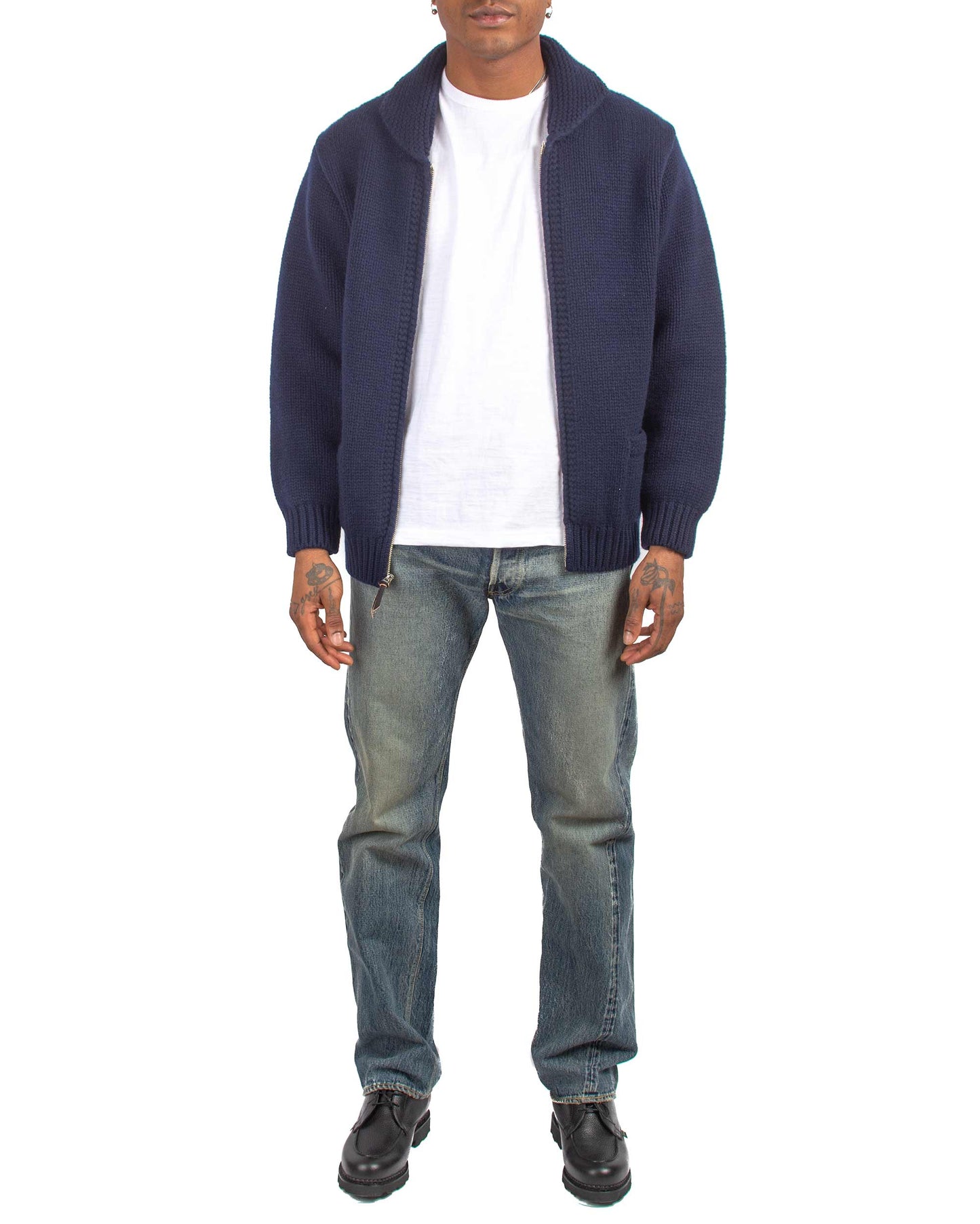 lost & found The Real McCoy's The Real McCoy's MC21113 Heavy Wool Cashmere Sweater Navy