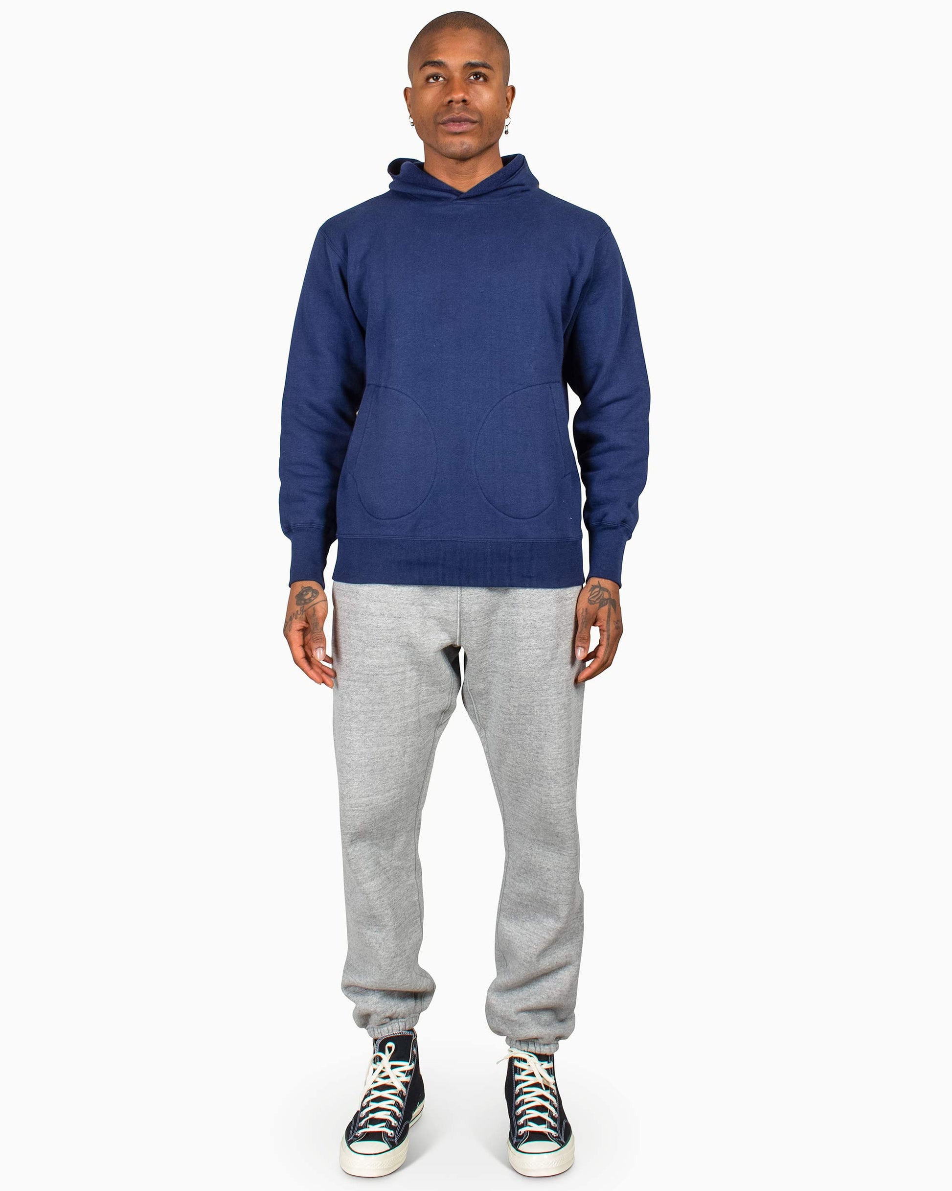 lost & found The Real McCoy's The Real McCoy's MC22112 Boxing Glove Pocket Hooded Sweatshirt Navy
