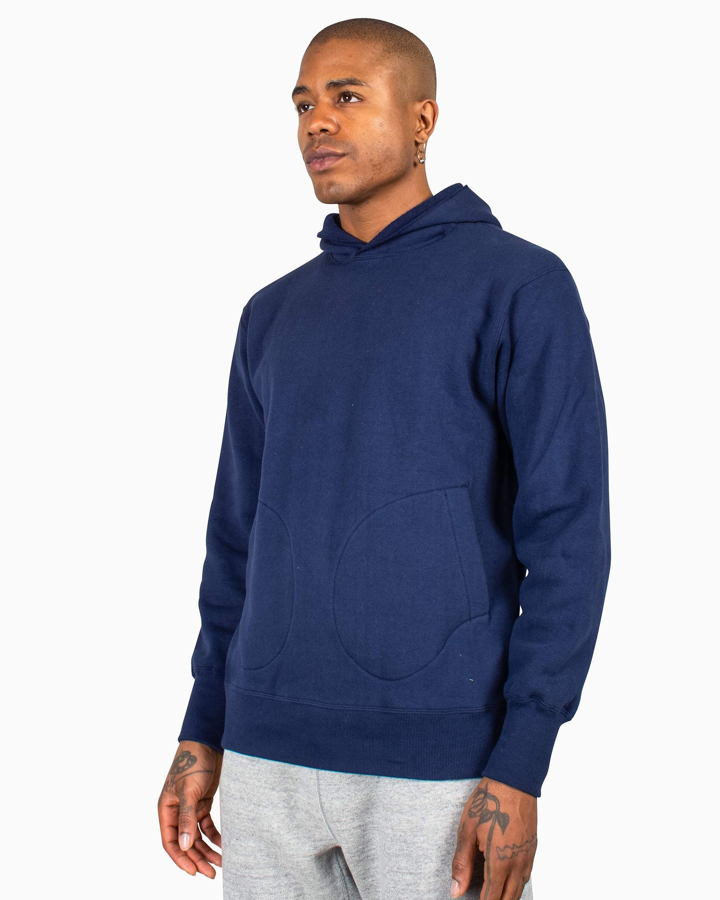 lost & found The Real McCoy's The Real McCoy's MC22112 Boxing Glove Pocket Hooded Sweatshirt Navy
