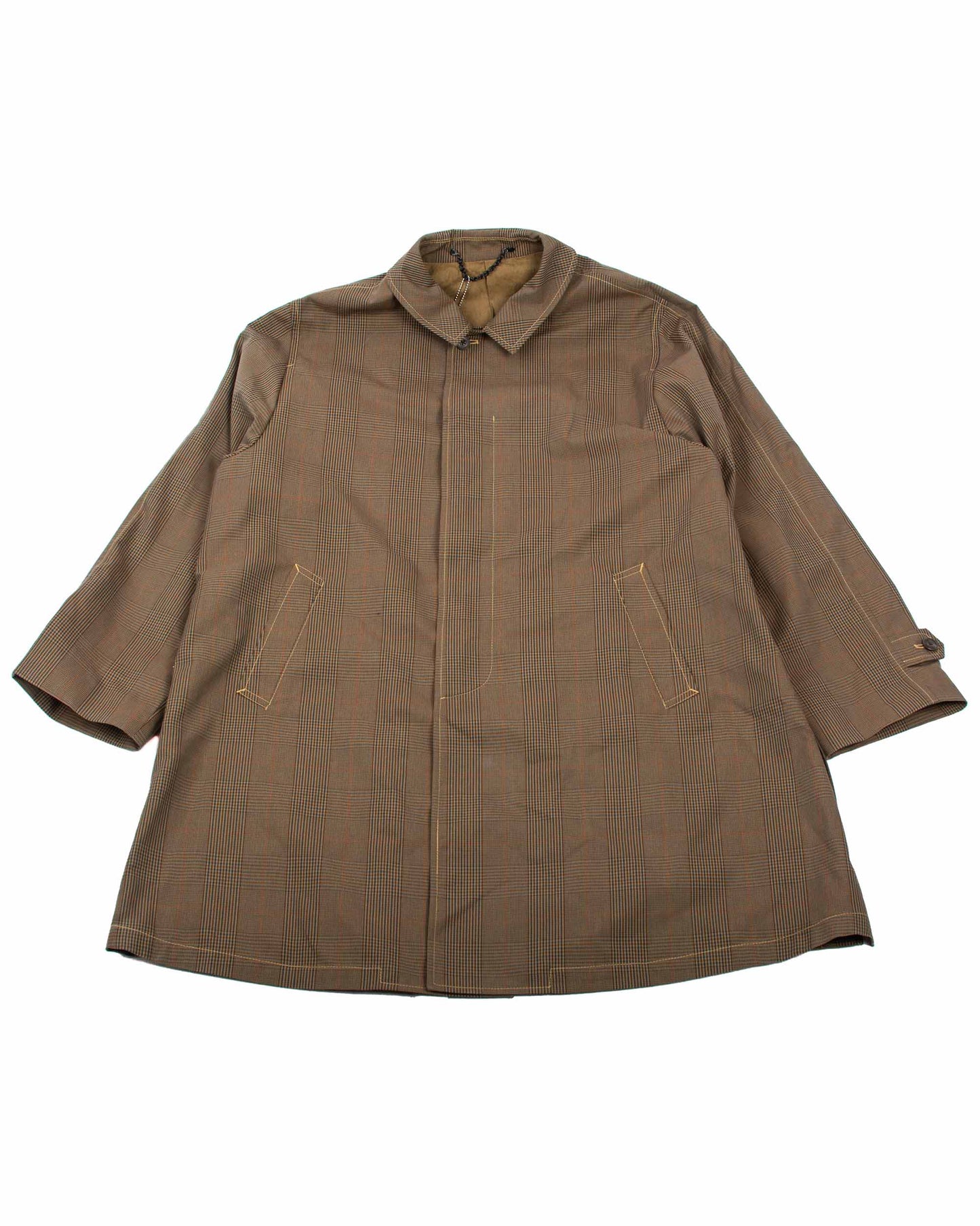 lost & found The Real McCoy's The Real McCoy's MJ22017 Plaid-Check Rain Weather Coat Brown