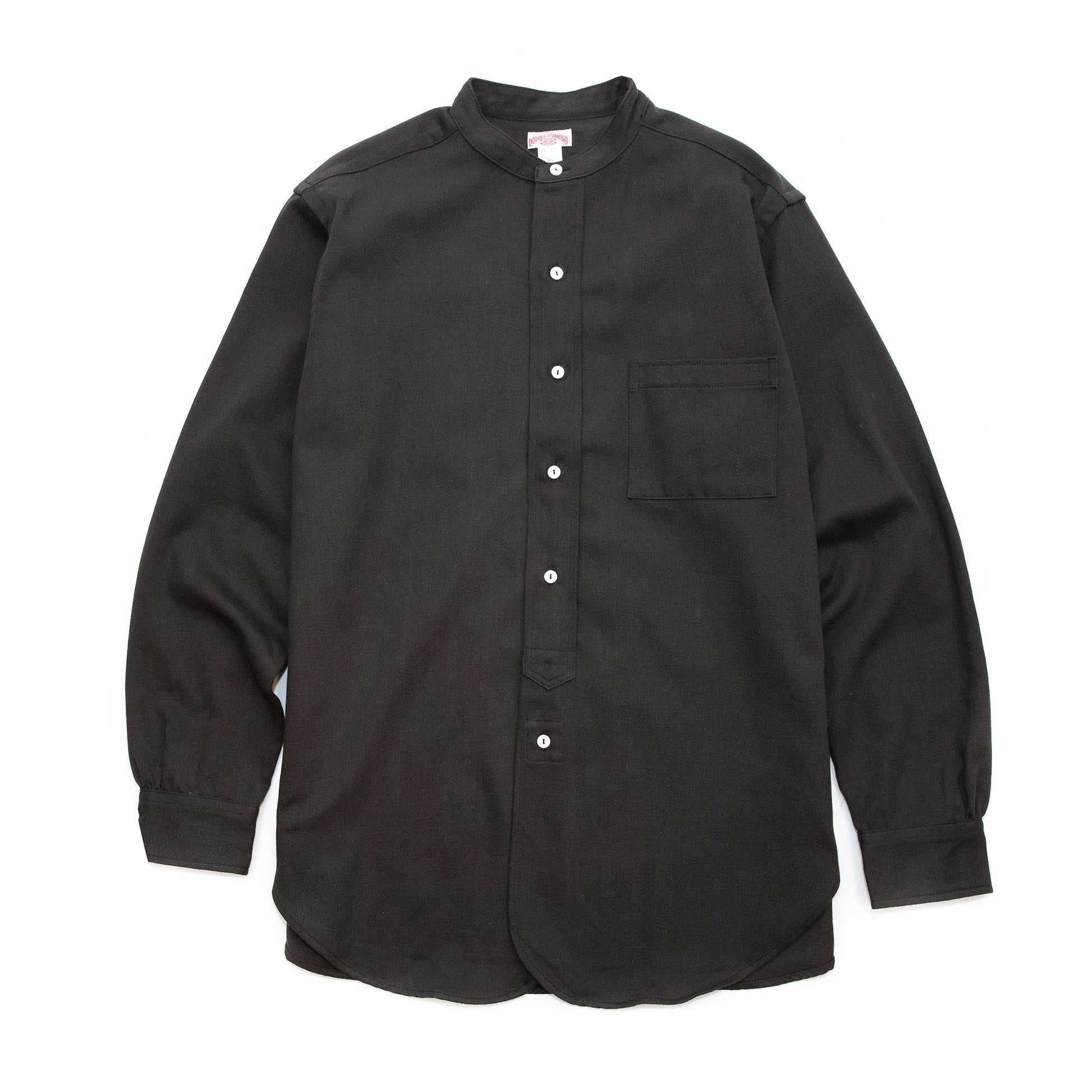 lost & found The Real McCoy's The Real McCoy's MS20107 Double Diamond Band Collar Sateen Shirt Black
