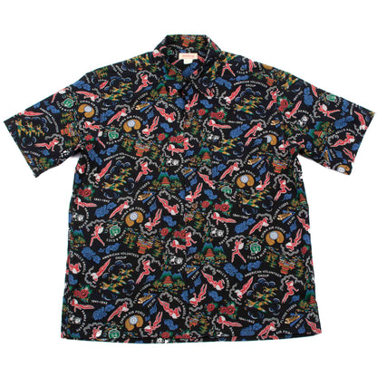 lost & found The Real McCoy's The Real McCoy's MS21002 Cotton Hawaiian Shirt / Flying Tigers Black