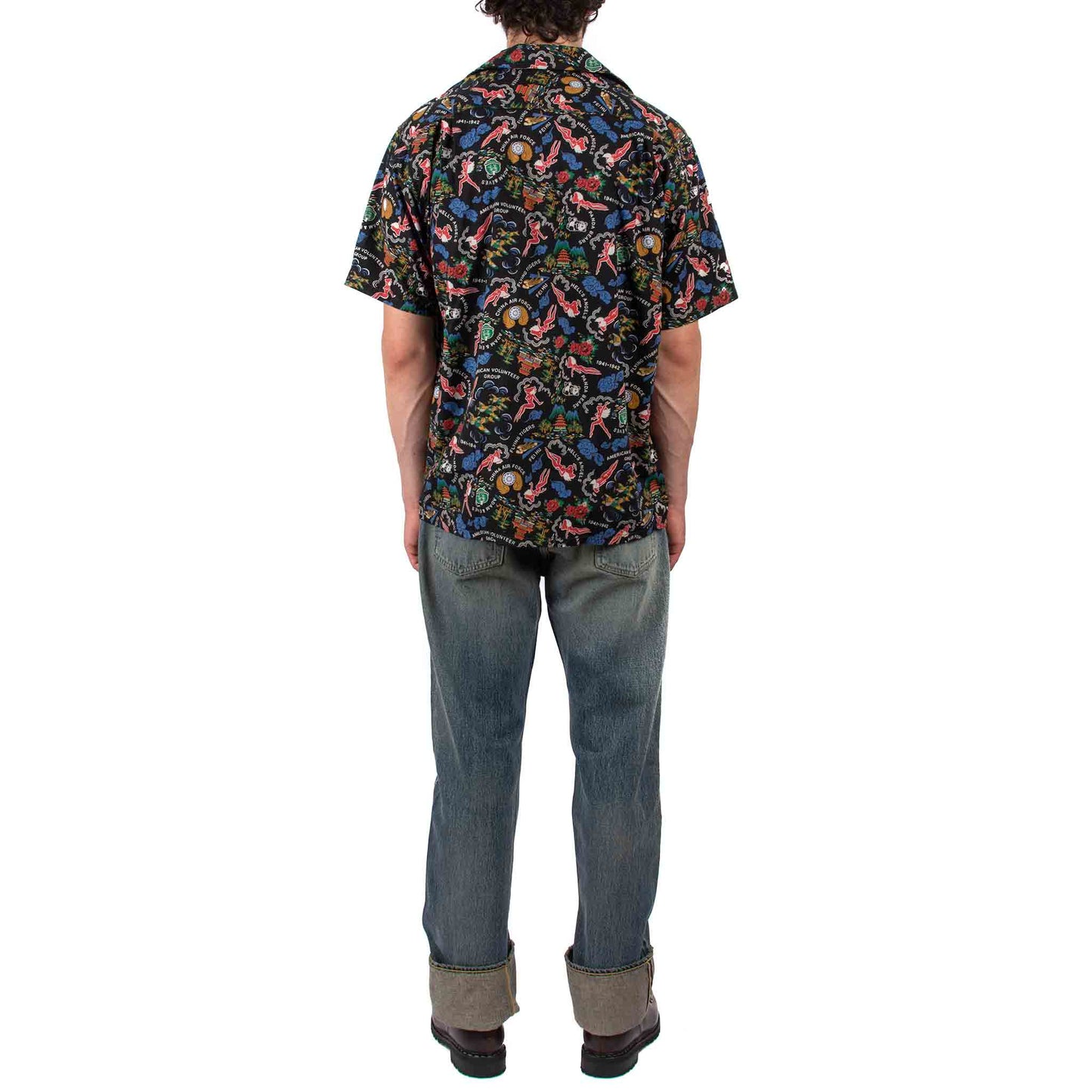 lost & found The Real McCoy's The Real McCoy's MS21002 Cotton Hawaiian Shirt / Flying Tigers Black