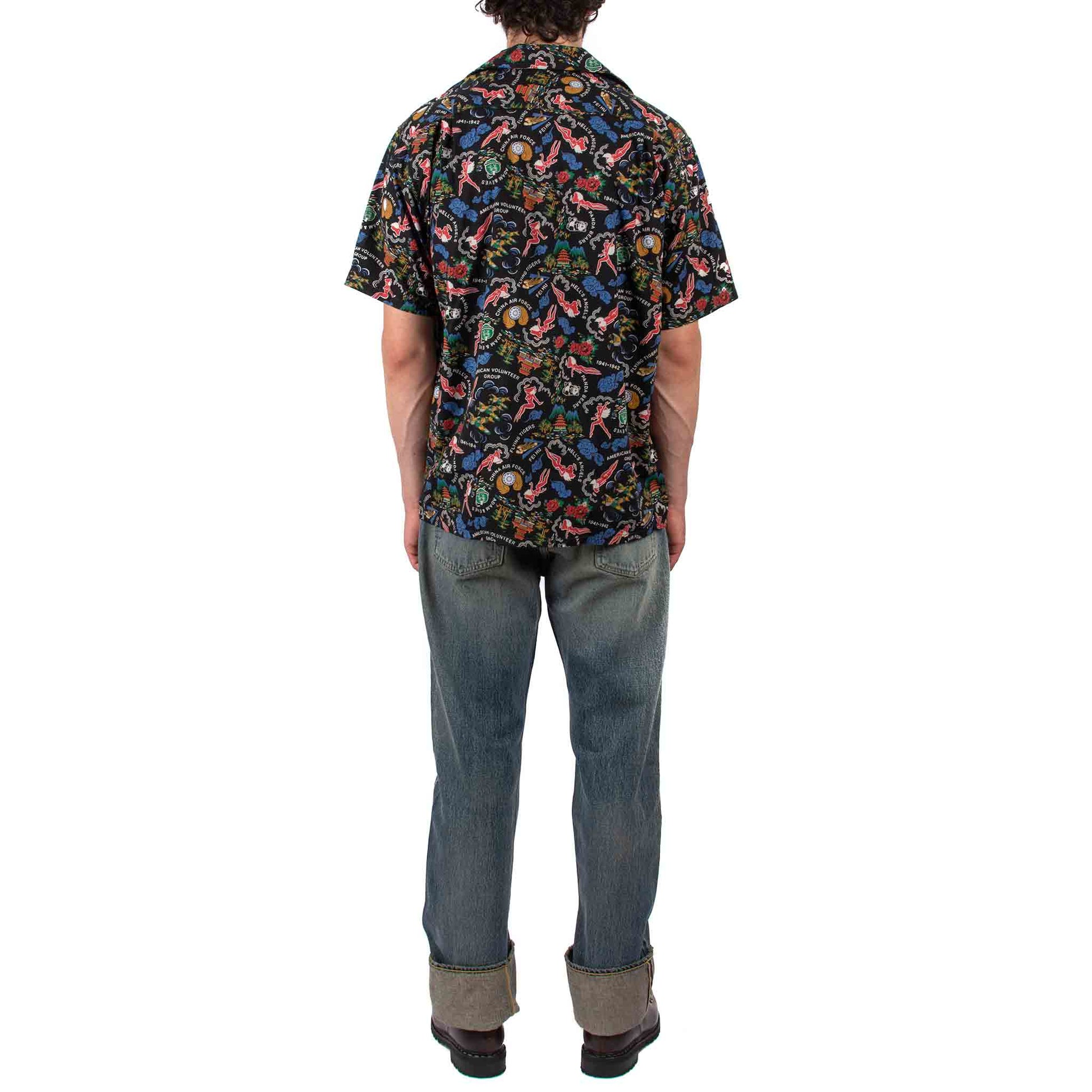 lost & found The Real McCoy's The Real McCoy's MS21002 Cotton Hawaiian Shirt / Flying Tigers Black