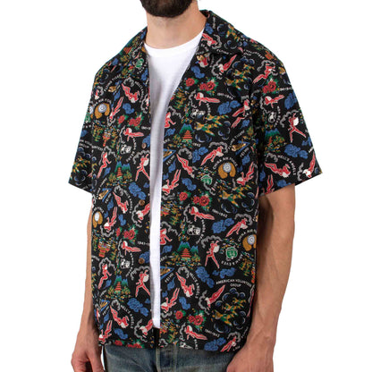 lost & found The Real McCoy's The Real McCoy's MS21002 Cotton Hawaiian Shirt / Flying Tigers Black