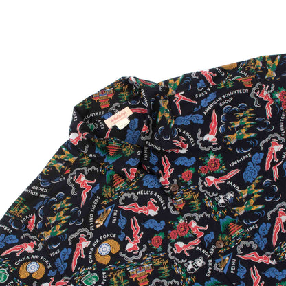 lost & found The Real McCoy's The Real McCoy's MS21002 Cotton Hawaiian Shirt / Flying Tigers Black